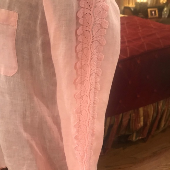 NWT Lilly Pulitzer Sea View pink tropics linen shirt, small - Picture 5 of 6